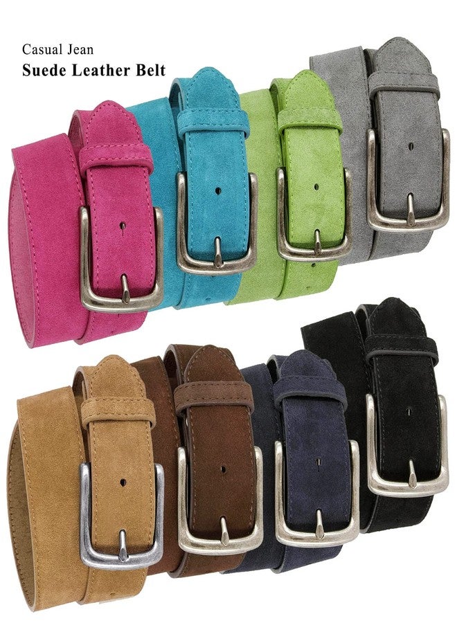 Belts.com Men's Belt Rounded Edge Heel Bar Buckle Casual Jean Suede Leather Belt 1 1/2" Wide (Taupe, 42) - Image 5